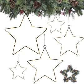 GAROMIA 6 Metal Star Black Christmas Decoration Black Metal Stars for Crafts Star Wreath Frame Pentagram Shaped Wreath Rings Flower Wreath