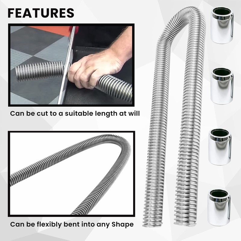 48" Flexible Radiator Hose Kit, Stainless Steel Coolant Water Hose