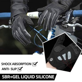 ROCKBROS Road Bike Gloves Cycling Gloves for Men Women Bicycle Gloves Full Finger Workout Commuter Gloves with Gel Padded Shock Absorbing, Touch screen Anti Slip for Climbing Biking Ridding Gray
