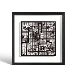 O3 DESIGN STUDIO Beijing Paper Cut Map framed, Black map, Black frame, 9x9 inches, Gift Boxed, 2 background color, self-changing, Paper Art