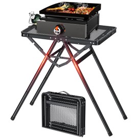 FUNYKICH Folding Grill Tables for Outside(23.62"x15.75"), Portable Metal Camping Tables for Grill(Height Up to 28''), Fit 17” or 22” Other Tabletop Grill with Portable Handle for Camping, Picnic, BBQ