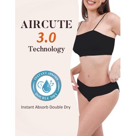 AIRCUTE Washable Leak Proof Incontinence Underwear for Women Absorbency Bladder Control Briefs 70ML,3 Pack (XL,3 Black)