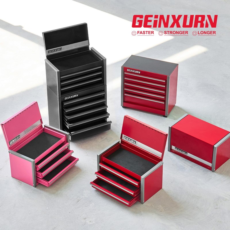 Geinxurn 5-Drawer Rolling Red Tool Box, Heavy Duty Micro Roll