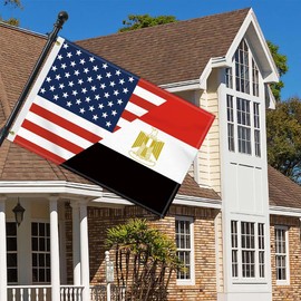 2×3 FT Egypt America Friendship Flag,Medium 60×90CM 150D Egyptian USA Outdoor Banner,Double Side Printing American Decor For Patio Garden With Brass Gromment
