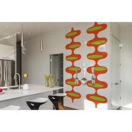 Mid Century Shapes Abstract, Retro 70s Decor, Mid Century Home, Modern Decor, Retro Wall Decal, Minimalist Art Wall Decal, 80''H x 22''W Inches