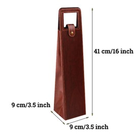 NUOMI Wine Gift Bag, Single Bottle Wine Champagne Carrying Bag Faux Leather Wine Bag with Handle for Birthday Party Christmas Holiday, Black