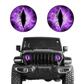 Eyes Headlight Decals Pair,Funny DIY Decals for Truck Car Body Window Bumper Decoration 3D Stereo Eyes Headlight Decal Stickers Round Eye Decal Headlight Decal, (2Pcs 8In) (Purple)