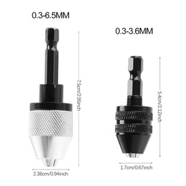 Fongmore 2 Pieces 1/4 Inch Hex Shank Keyless Drill Chuck Bit Quick Change Converter Extension Screwdriver Drill Adapter Impact Drill Tool 0.3-6.5mm 0.3-3.6mm