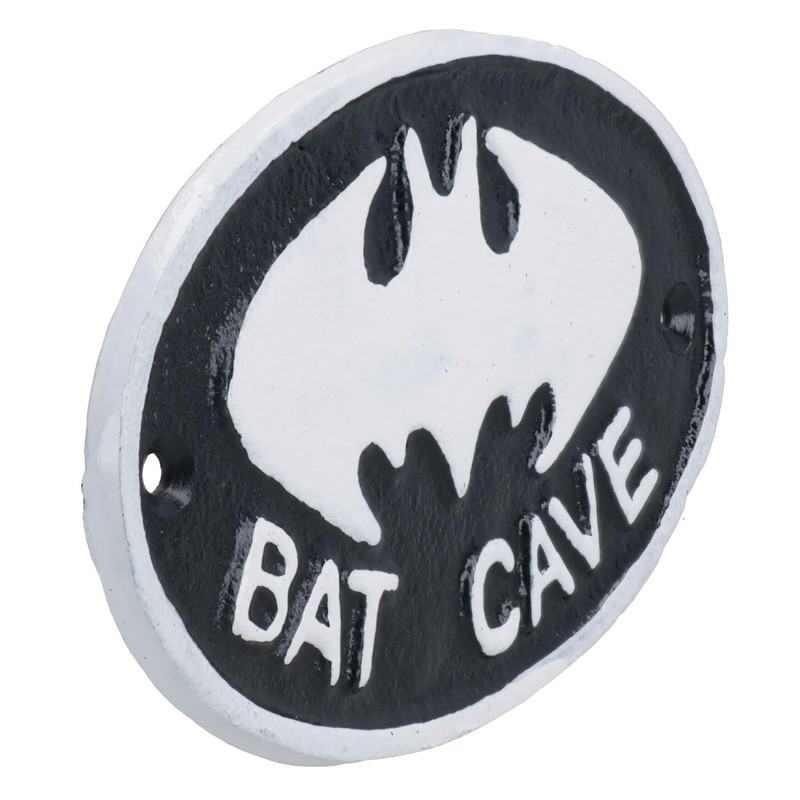 AB Tools Bat Cave Cast Iron Sign Plaque Door Wall