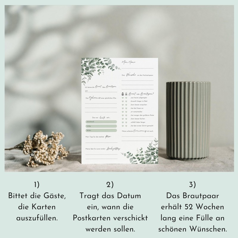 MAVANTO 52 x Postcards Wedding Game for 52 Weeks -