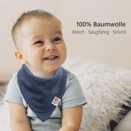 Bearmoss Bib Baby Triangular Scarf Baby Muslin Neckerchief Baby for Boys and Girls, 100% Cotton Neckerchief Baby Adjustable Pack of 8, Mint Iceberg