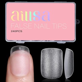AILLSA Uñas Postizas Extra Cortas Cuadradas, Uñas de Gel, Uñas Acrílicas A Presión, 240 Piezas, Uñas Postizas de Cobertura Total Mate, Kit de 15 Tamañ