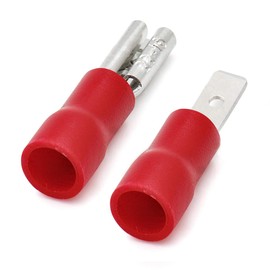 Heschen Male/Female Quick Disconnects Vinyl Insulated, FDD+MDD1.25-110, 2.8 x 0.5 mm Cable Terminal, for 0.5-1.5mm² (22-16 AWG), Red, 100Pack