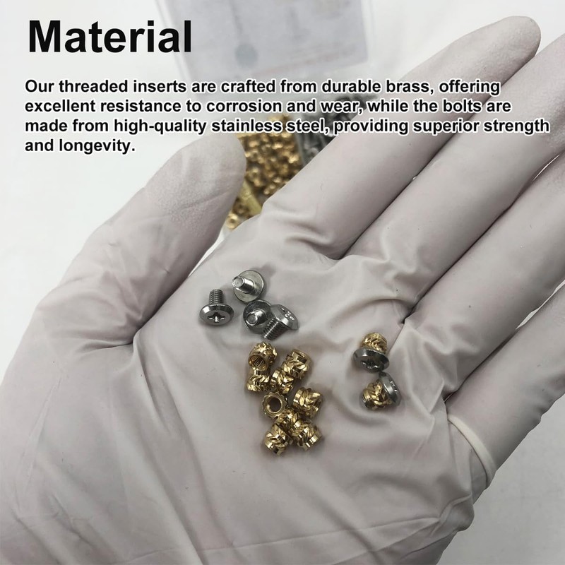 200Pcs Threaded Inserts Bolt Set 100pcs M3x4x5 Heat Set Insert