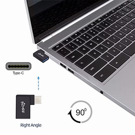cablecc Adaptador OTG USB-C tipo C a USB 3.0 hembra en ngulo recto de 90 grados para porttil y telfono celular                                        