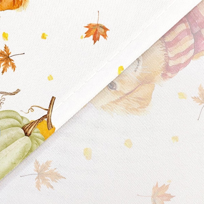 Fall Shower Curtain, Autumn Thanksgiving Pumpkin Cute Dog Squirrel Harvest