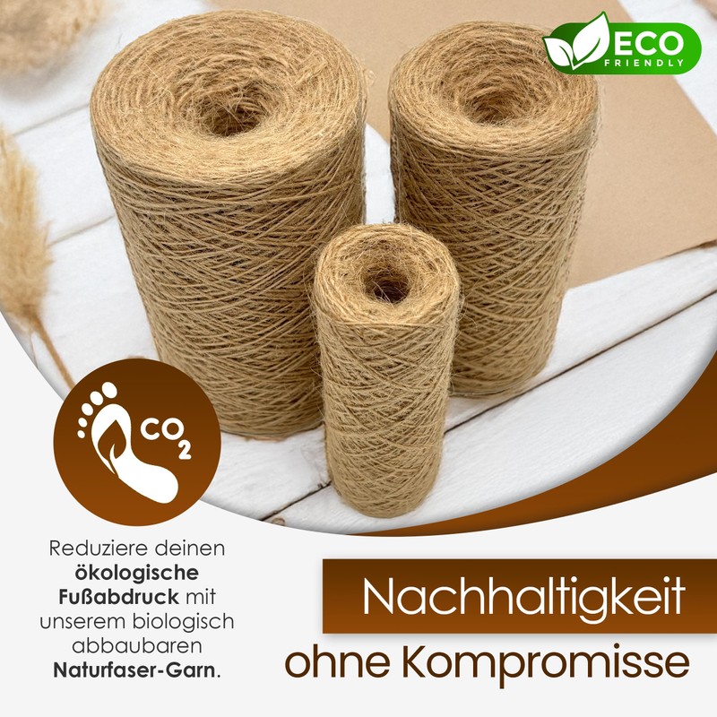 Heimatspäne Jute Twine 100 m - Tear-Resistant Natural Yarn for