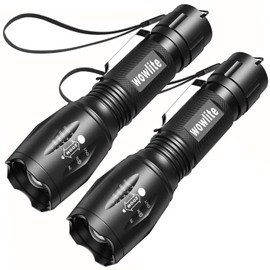 wowlite LED Torch Flashlight, V1000 Ultra Bright Flashlight with 5 Light Modes and Adjustable Focus for Emergency Camping Hiking (2 Pack)