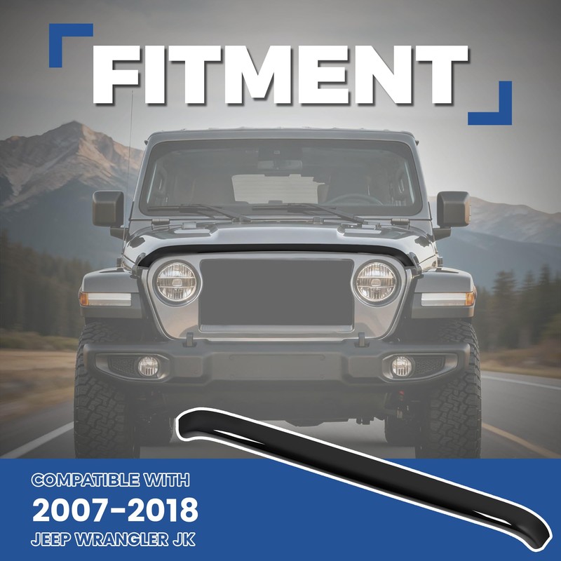 HECASA Hood Shield Compatible with 2007-2018 Jeep Wrangler JK PC