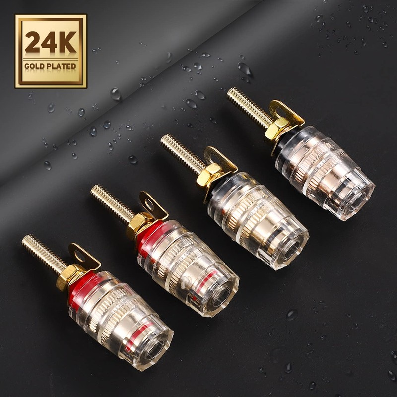 Facmogu 2 Pairs Mini Gold Plated Insulated 5-Way Binding Post