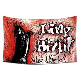LCFhome Limps Tapestry Bizkit Band Red Banner Music Album Wall Hanging Flag?90x150cm,Vivid Color,Polyster? For Man Cave,Dorm,Gift Needs