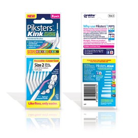Piksters Kink Interdental Brushes - for Cleaning Between Teeth (8 Pack, Size 2 (White))