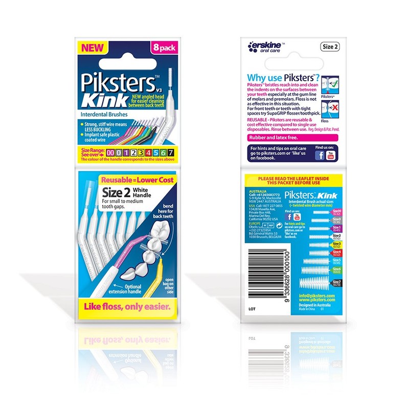Piksters Kink Interdental Brushes - for Cleaning Between Teeth (8