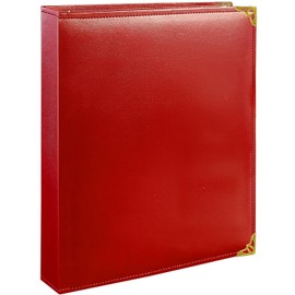 Beautyus Vintage Leather 3 Ring Binder, 1 Inch D Ring, Holds 8.5" x 11" Paper Letter Size, Brass Corner Protectors, Faux Leather Cover, Professional Office & School Binder (1 Pack, Red, 1 Inch)