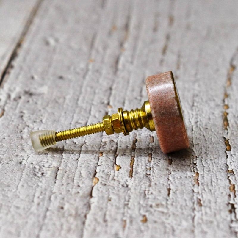 ARTISNO Marble Brass Knobs, Pink Marble knobs, Brass Drawer Knobs