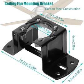 Ceiling Fan Mounting Bracket,AICWIOO Carbon Steel Sloped Cathedral Ceiling Canopy Bracket for Living Room,Outdoor Patio,or Porch with Grounding Wire(Black)
