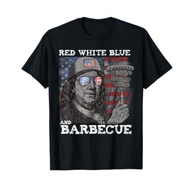 Red White Blue and Barbecue Franklin 4th of July USA BBQ Men T-Shirt