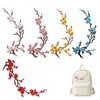 5 Pcs Cherry Blossom Patches, Embroidered Iron On Appliques for