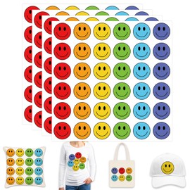 Whaline 8 Sheet Smile Face Iron On Transfer Patches 288Pcs Colorful Heat Transfer Iron Patches Heat Transfer Stickers for Birthday Baby Shower DIY Crafts Clothing Fabric