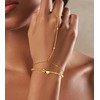 Wowshow Ring Bracelet Hand Chain Initial Gold Bracelets for Women