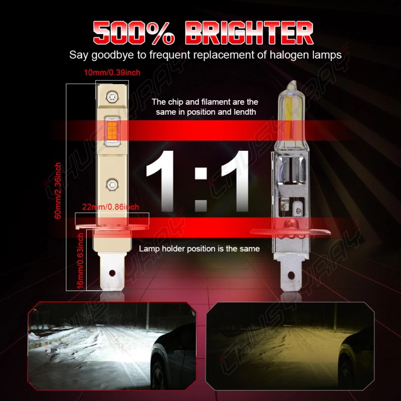 CHUSYYRAY 2x H1 LED Headlight Bulbs Conversion Kit High Beam