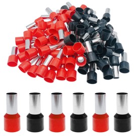 Teansic 100 Pcs Wire Ferrules Kits, 2 AWG Wire Ferrule Connectors E35-16 Insulated Ferrule Pin Cord End Terminals, Red Black