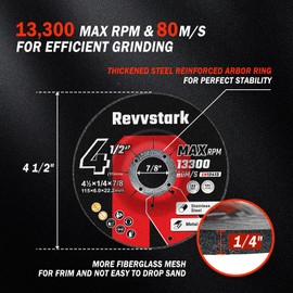 50 Pack Grinding Wheels 4-1/2 Inch, Grinder Wheel for General Purpose Metal & Stainless Steel, Aluminum Oxide Grinding Disc 4 1/2 for Angle Grinder, Depressed Center 4.5" * 1/4" * 7/8"