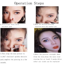 AM RONG MAGIC Upgraded Version Self Nose Piercing Gun Self Nose Piercing Gun Kit Safety Nose Piercing Gun Kit Tool (Silver—White Crystal)