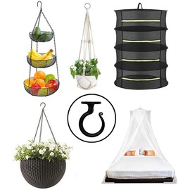 Heavy-Duty Ceiling Hook for Multiple Surfaces - Supports 40 lbs, Versatile for Wood, Concrete & Drywall, Easy Install (2, Black)