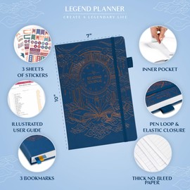 Legend Reading Journal for Book Lovers – Reading Log Tracker for Adults & Kids – Book Nerd Gifts & Accessories, 180 Reviews (Blue)