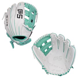 SSK FP5 Fastpitch Softball Glove – Infield - Outfield - Pitcher – 11.5”-11.75”-12”-12.25”-12.5”-12.75”-13”– Right & Left Hand Throw (White/Mint - H Web, 12" - Right Hand Throw)
