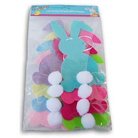 Easter Decor Easter Bunny Ribbon Jointed Felt Garland Banner - 8 Pieces Multi