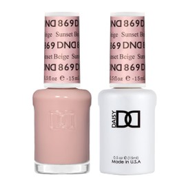 DND Gel Polish Set, Sheer Collection, UV/LED Gel Polish and Air Dry Nail Lacquer, Matching Chip-Free Polish Duo, 869 Sunset Beige, 0.5 Fl Oz