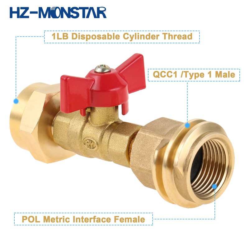 20lb to 1lb Propane Tank Adapter with Valve for 1lb