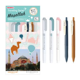 Zebra Sarasa Clip Mildliner Set Travelling Series Camel Mix 5 Piece Set SE-TR-5CT