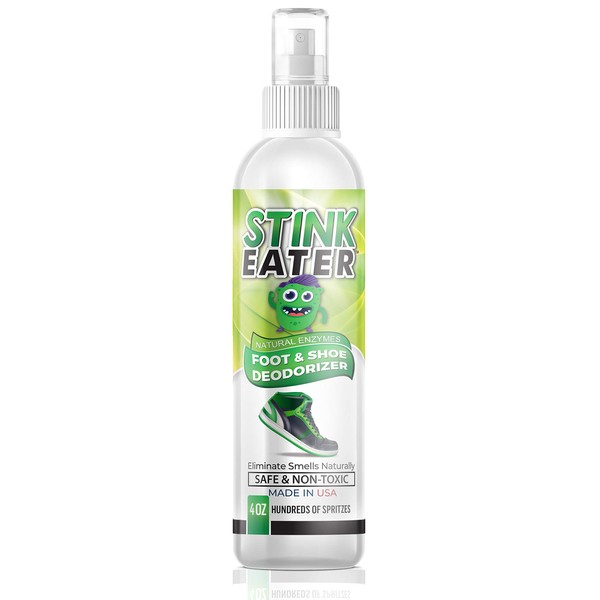 Stink Eater Natural Enzyme Shoe Deodorizer Spray, Foot Odor Eliminator & Freshener | Wipe Out the Cause Of Smells At Their Source | Made In the USA