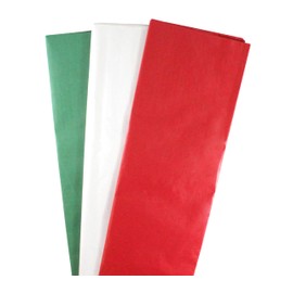 Iconikal Christmas Tissue Paper Assortment, 20 x 20-Inch, 50 of Each Red, White, Green, 150-Count for Gifts, Boxes, Decorations, Bags, Wrapping