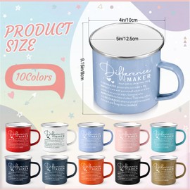 Norme 10 Pcs Difference Maker Gift Inspirational Mugs Bulk Employee Appreciation Gifts 12 oz Enamel Coffee Cups Thank You Gifts for Housekeeper Vet Tech Nurse Teacher Coworker Team Office Staff