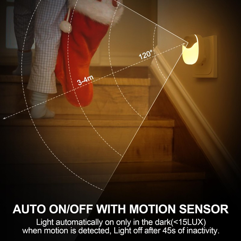 SOAIY Pack of 2 LED Night Light Socket with Motion