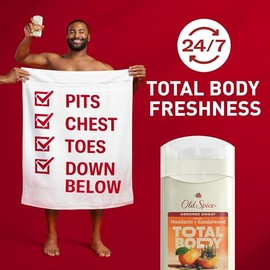 Old Spice Old Spice Whole Body Deodorant for Men, Total Body Deodorant, Mandarin + Sandalwood, Aluminum Free Deodorant Stick for 24/7 Freshness // Dermatologist Tested Whole Body Deodorant, 3.0 oz